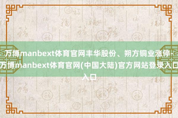 万博manbext体育官网丰华股份、朔方铜业涨停-万博manbext体育官网(中国大陆)官方网站登录入口